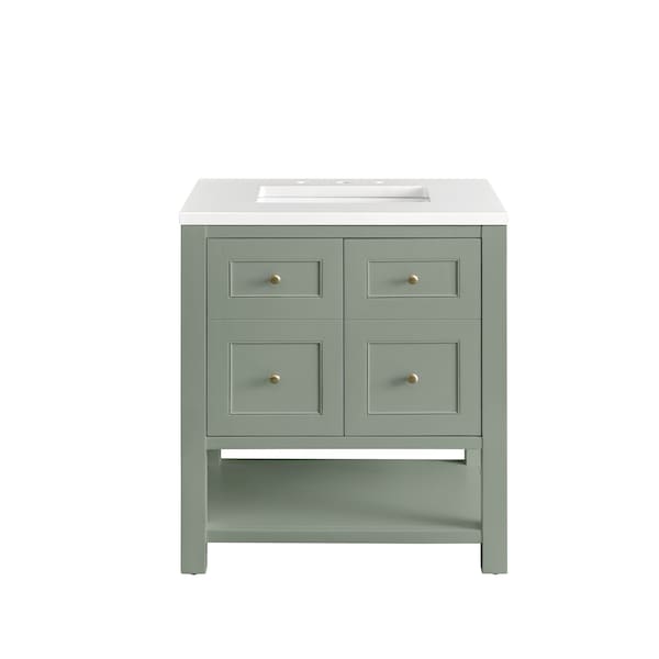 James Martin Vanities Breckenridge 30in Single Vanity, Smokey Celadon w/ 3 CM White Zeus Top 330-V30-SC-3WZ - main